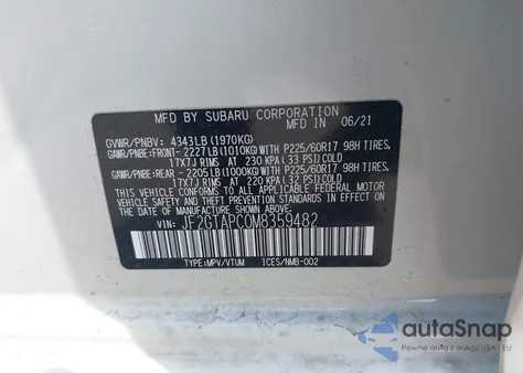 2021 Subaru Crosstrek Premium из США, поврежденный, VIN JF2GTAPC0M8359482